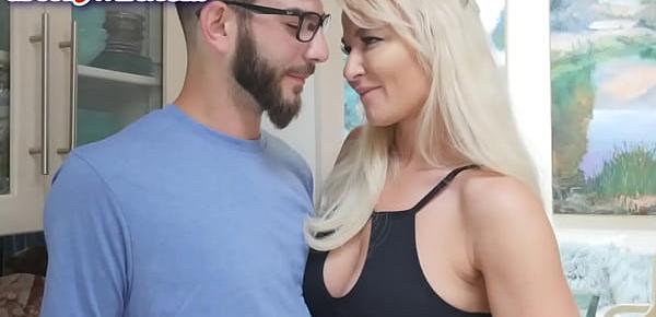  Frustrated MILF cocksucking stepson in front of her husband